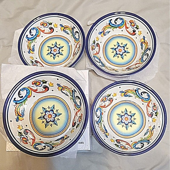 NIB Sebest Global Sources Melamine 4pc 7in Salad Bowls Hamd Painted - Picture 2 of 4